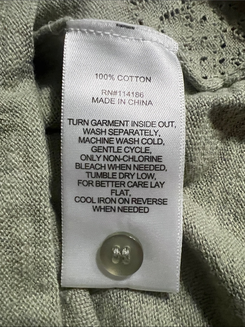 FRYE Light Sage Green V Neck 100% Cotton Cardigan Sweater size Large - Picture 3 of 14